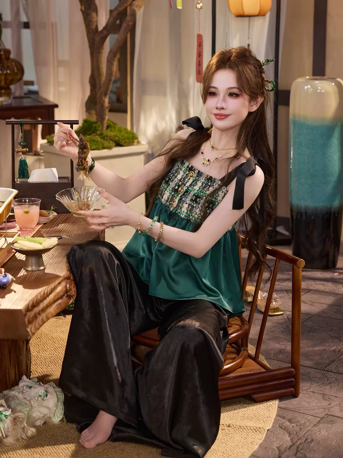 TUNTUN Spring/Summer "Lights Come Up" Collection: New Chinese-style camisole featuring a color-blocked *Tang Sancai* aesthetic and "Chanel-esque" styling—designed to be worn as an outer layer.