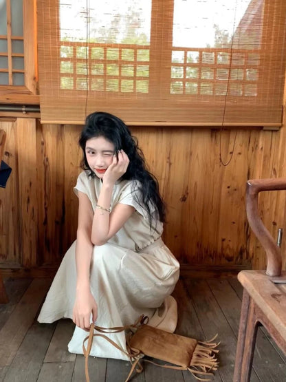 New Chinese Zen suit, summer temperament shirt, top, half-length skirt, relaxed design, niche two-piece set