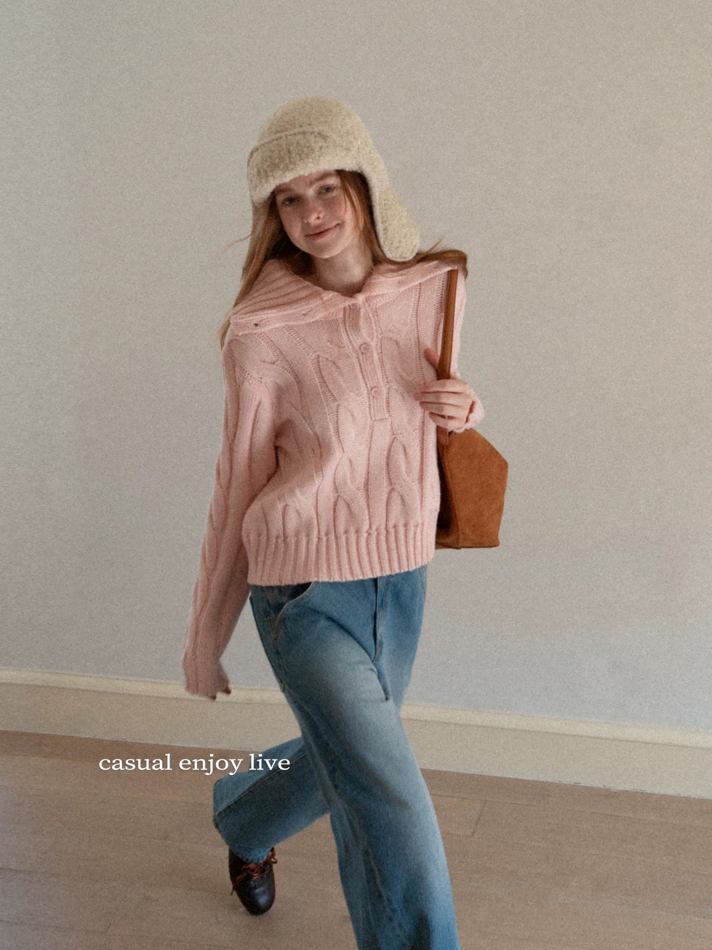 EGGKA Red Cable Knit Sweater for Women, New Winter Style, Short, Casual, Simple Pullover Top