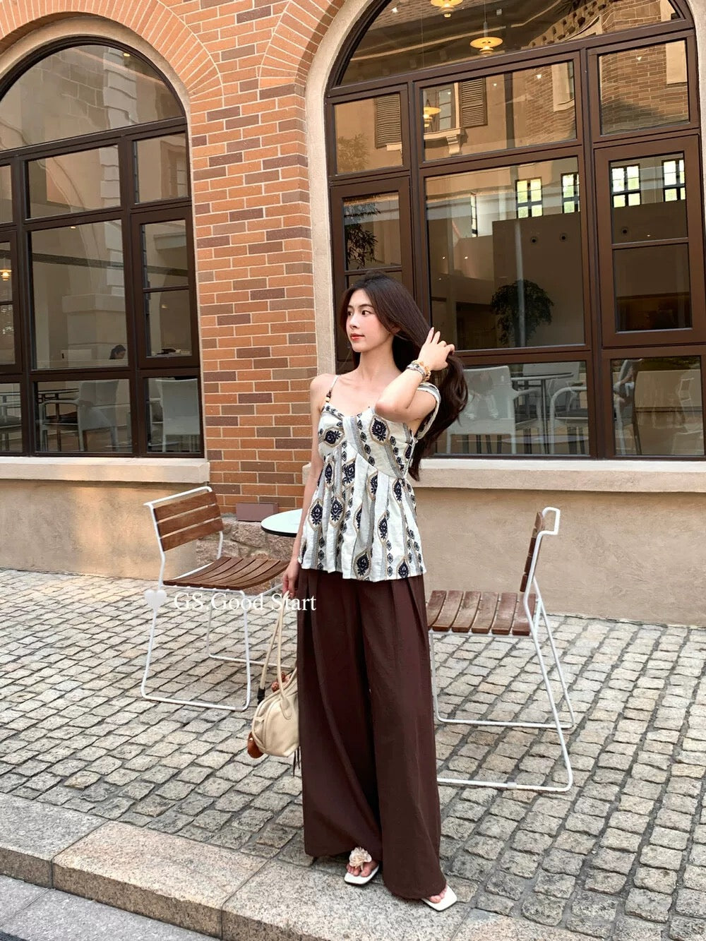 GS summer new Korean style loose lazy style pleated loose versatile casual pants wide leg pants 1612