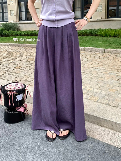 GS summer new Korean style loose lazy style pleated loose versatile casual pants wide leg pants 1612