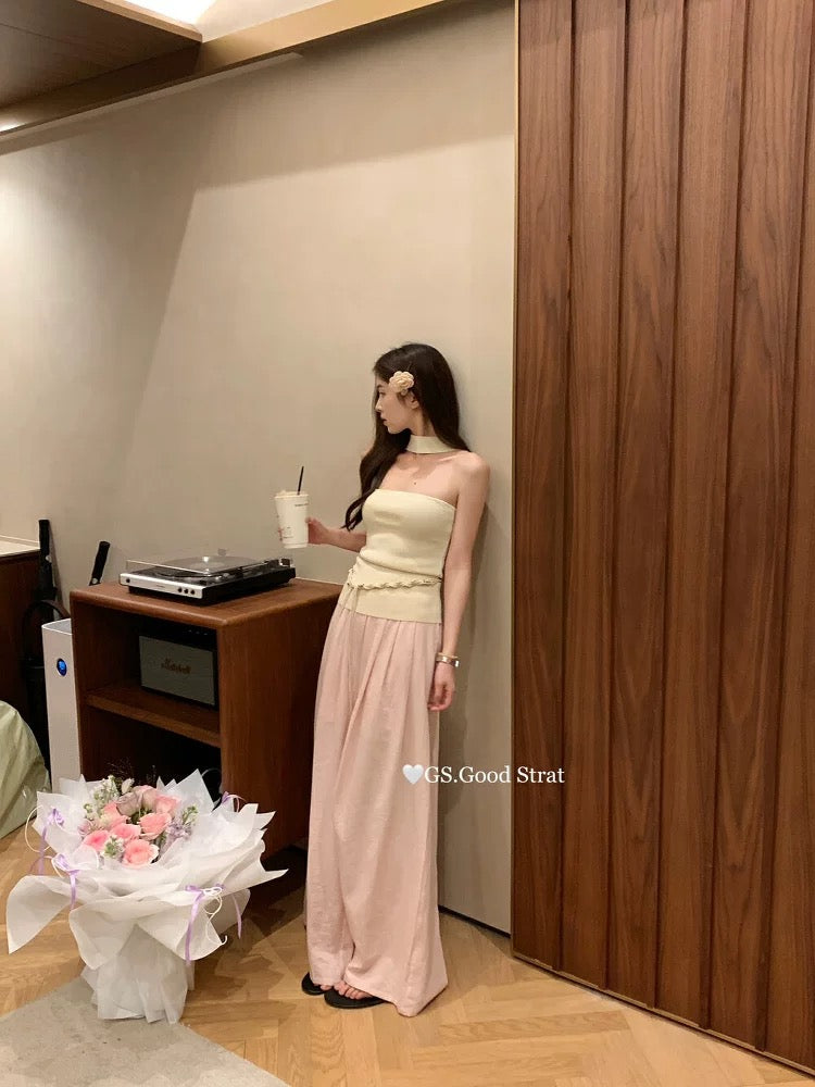 GS summer new Korean style loose lazy style pleated loose versatile casual pants wide leg pants 1612