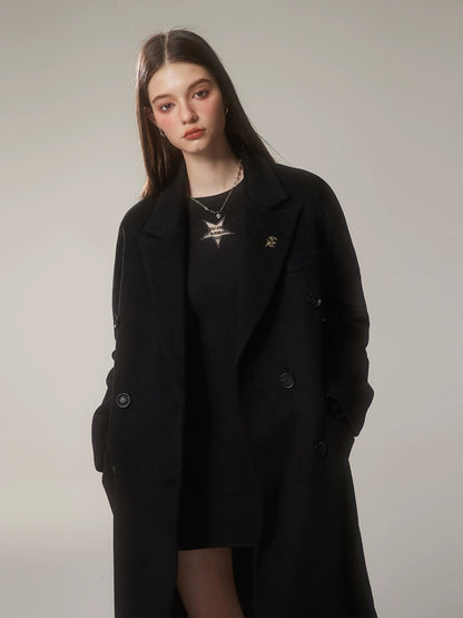 Mess Studio autumn and winter round neck long sleeves hollow design slim knitted dress for women with short skirt