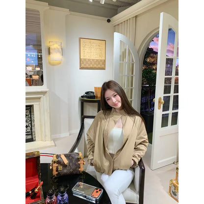"Harrington" Style Casual Outerwear – Autumn 2026 New Arrival: Loose-Fit, Versatile Solid-Color Jacket (Pre-order: WWQ6WT1423)