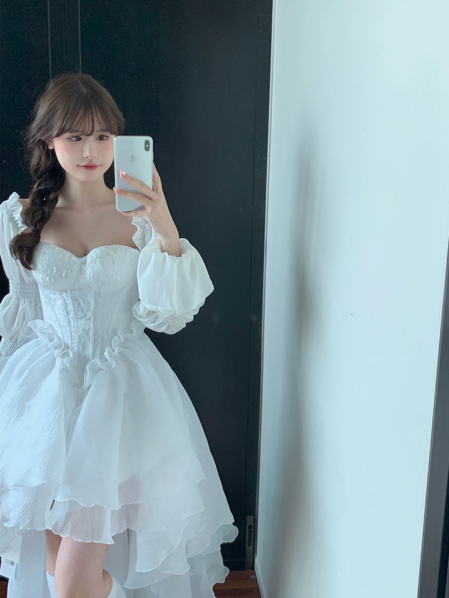 The Fairy Comes to Earth Ningxue Baiyuan Gentle White Romantic Corset Long Gauze Tube Suit