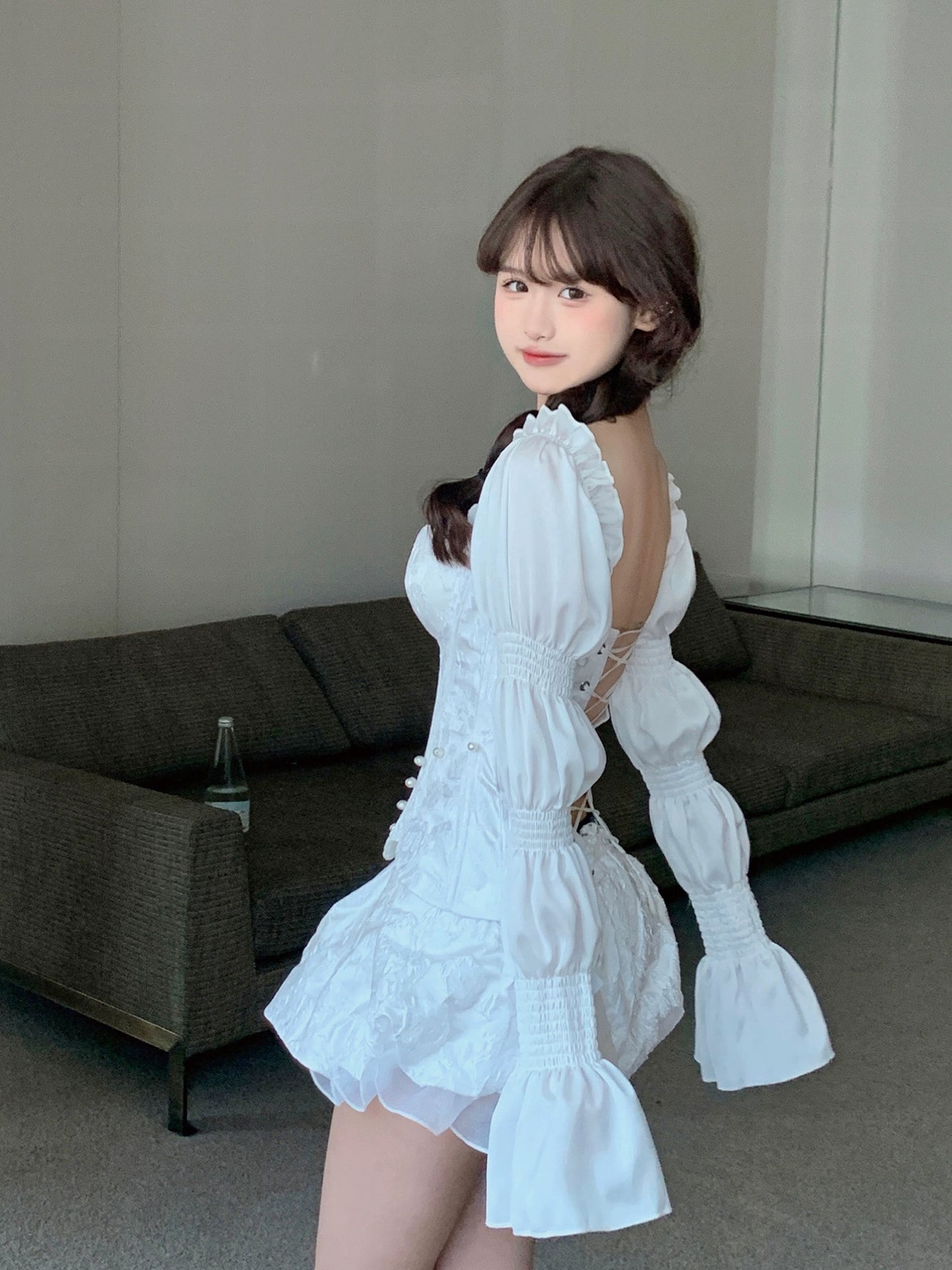 The Fairy Comes to Earth Ningxue Baiyuan Gentle White Romantic Corset Long Gauze Tube Suit