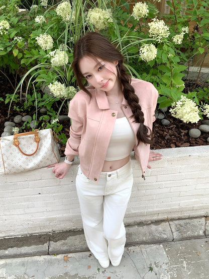 "Chic & Casual" – Wenwen's Personal Style: Versatile Autumn Faux Suede Jacket (Pre-order)