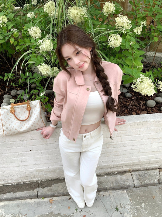 "Chic & Casual" – Wenwen's Personal Style: Versatile Autumn Faux Suede Jacket (Pre-order)