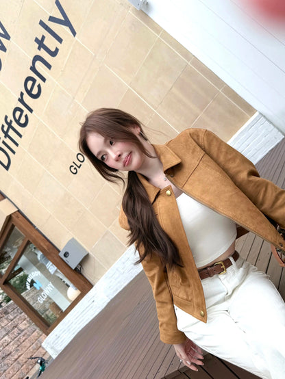 "Chic & Casual" – Wenwen's Personal Style: Versatile Autumn Faux Suede Jacket (Pre-order)