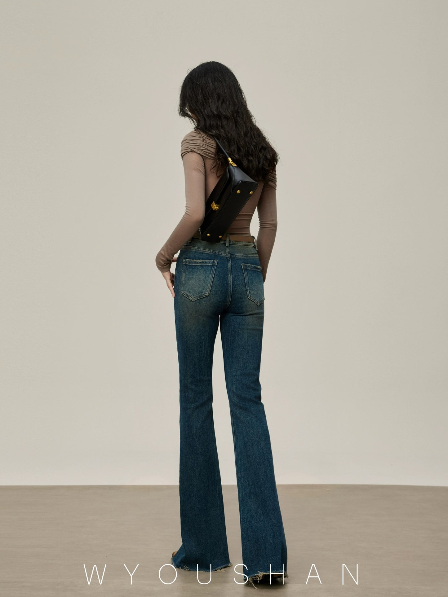 9105 Wang Youshan American bootcut jeans for women high waist new summer 2024 trousers slimming flared pants
