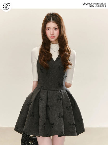 QDQD Elegant and Sophisticated Gray Jacquard Vest Dress, New Spring Style, Sleeveless Dress for Women