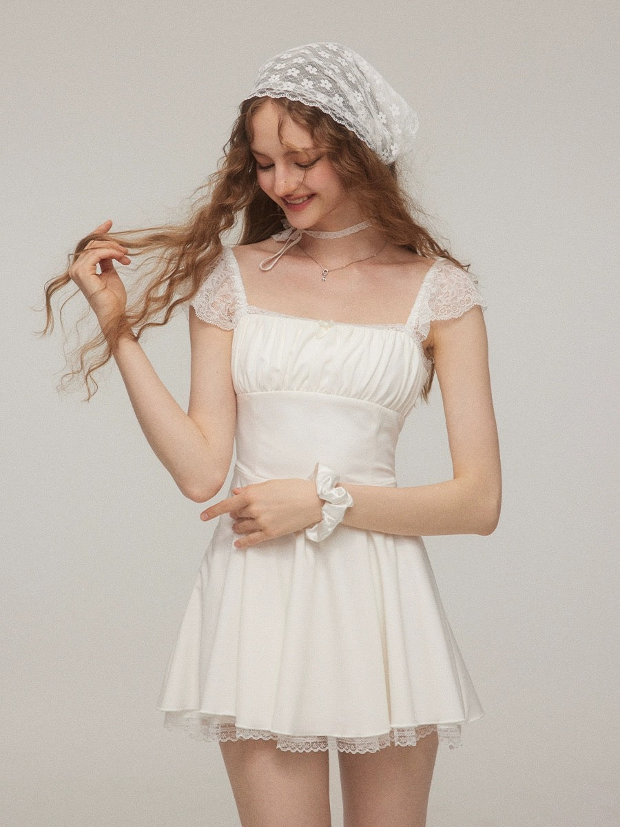 Mess Studio summer niche small flying sleeve strap dress women's suspender skirt short skirt waist skirt slimming