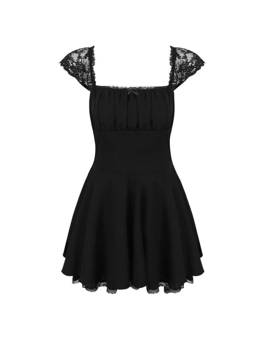 Mess Studio summer niche small flying sleeve strap dress women's suspender skirt short skirt waist skirt slimming