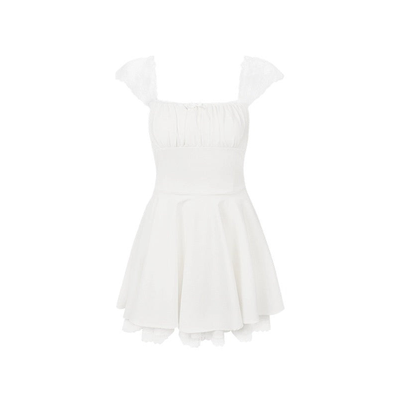 Mess Studio summer niche small flying sleeve strap dress women's suspender skirt short skirt waist skirt slimming