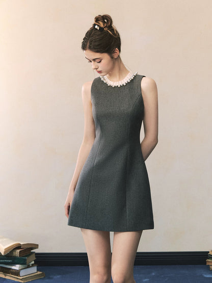 QDQD Rich Heiress Style Sleeveless Dress, Miu Elegant A-line Skirt, -inspired Blazer Two-Piece Set