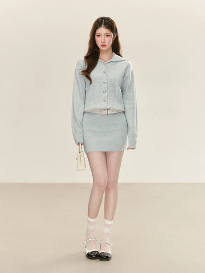 QDQD Korean Style Casual Soft Knit Hooded Dress, Early Spring New Arrival, Gentle and Feminine Bodycon Skirt for Women
