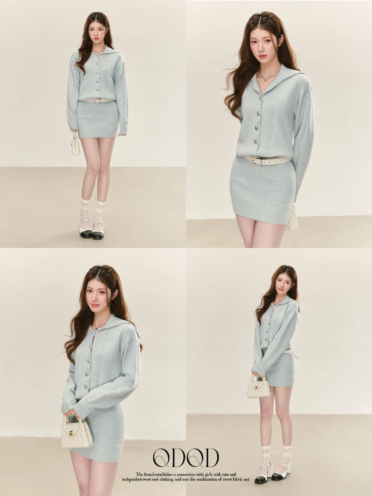 QDQD Korean Style Casual Soft Knit Hooded Dress, Early Spring New Arrival, Gentle and Feminine Bodycon Skirt for Women