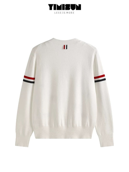 YIMISUN College Style Puppy Rose Embroidery Age Reducing V-Neck Double Sleeve Loose Knitted Cardigan Women's Jacket Top
