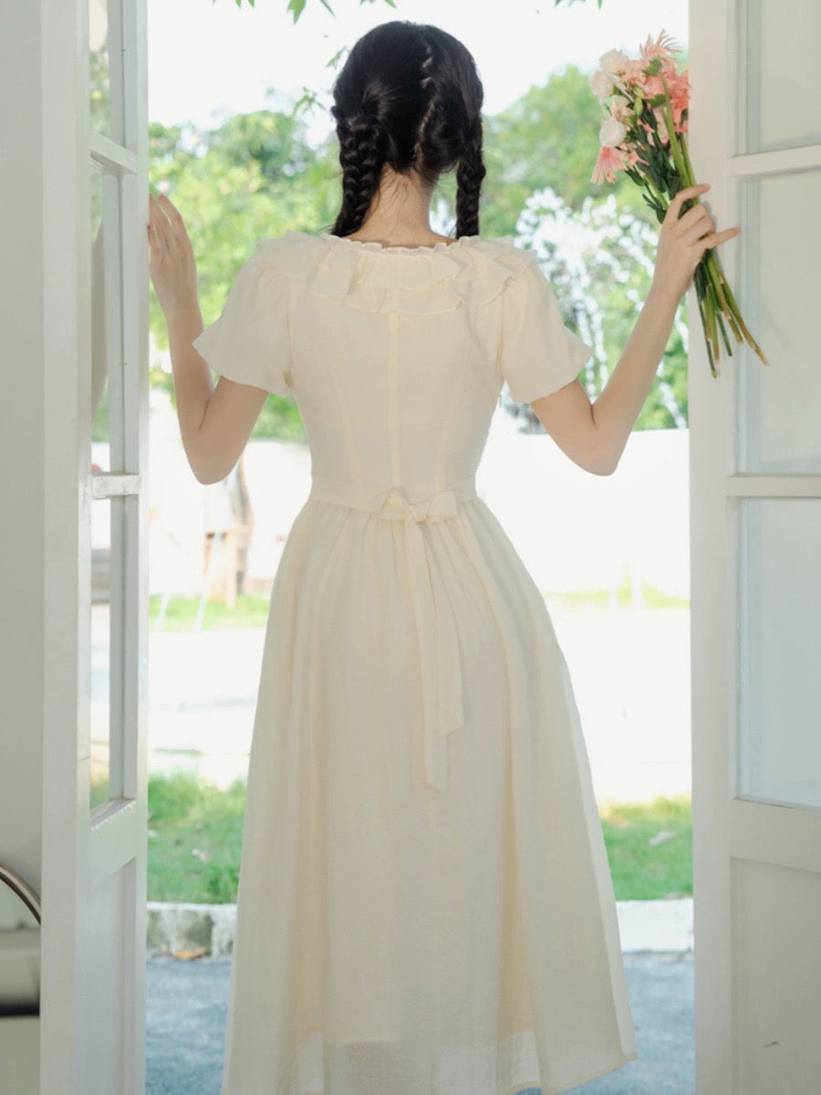 Tea break French first love long dress summer 2024 new style small fresh and sweet fairy temperament chiffon dress for small people