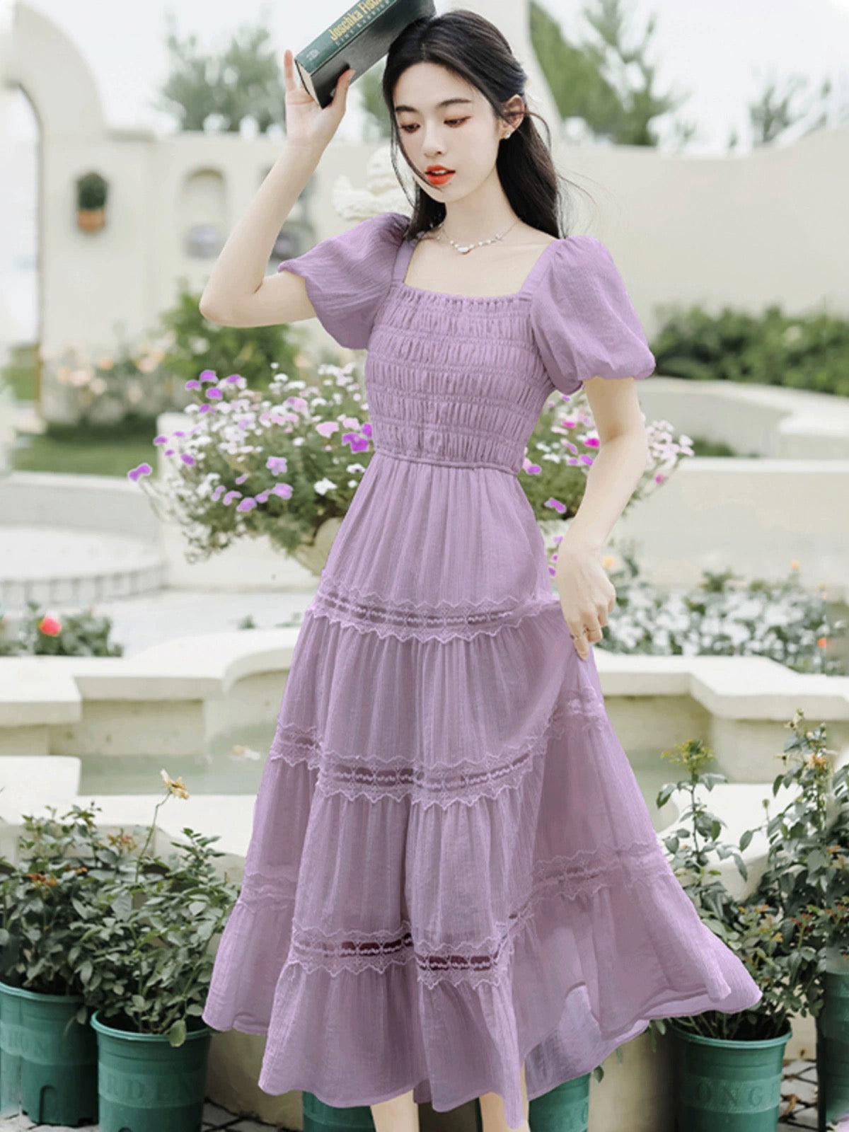 Tea Break French Purple Dress Women's Summer 2024 New Fairy Skirt Temperament Super Fairy Style Beautiful Long Skirt