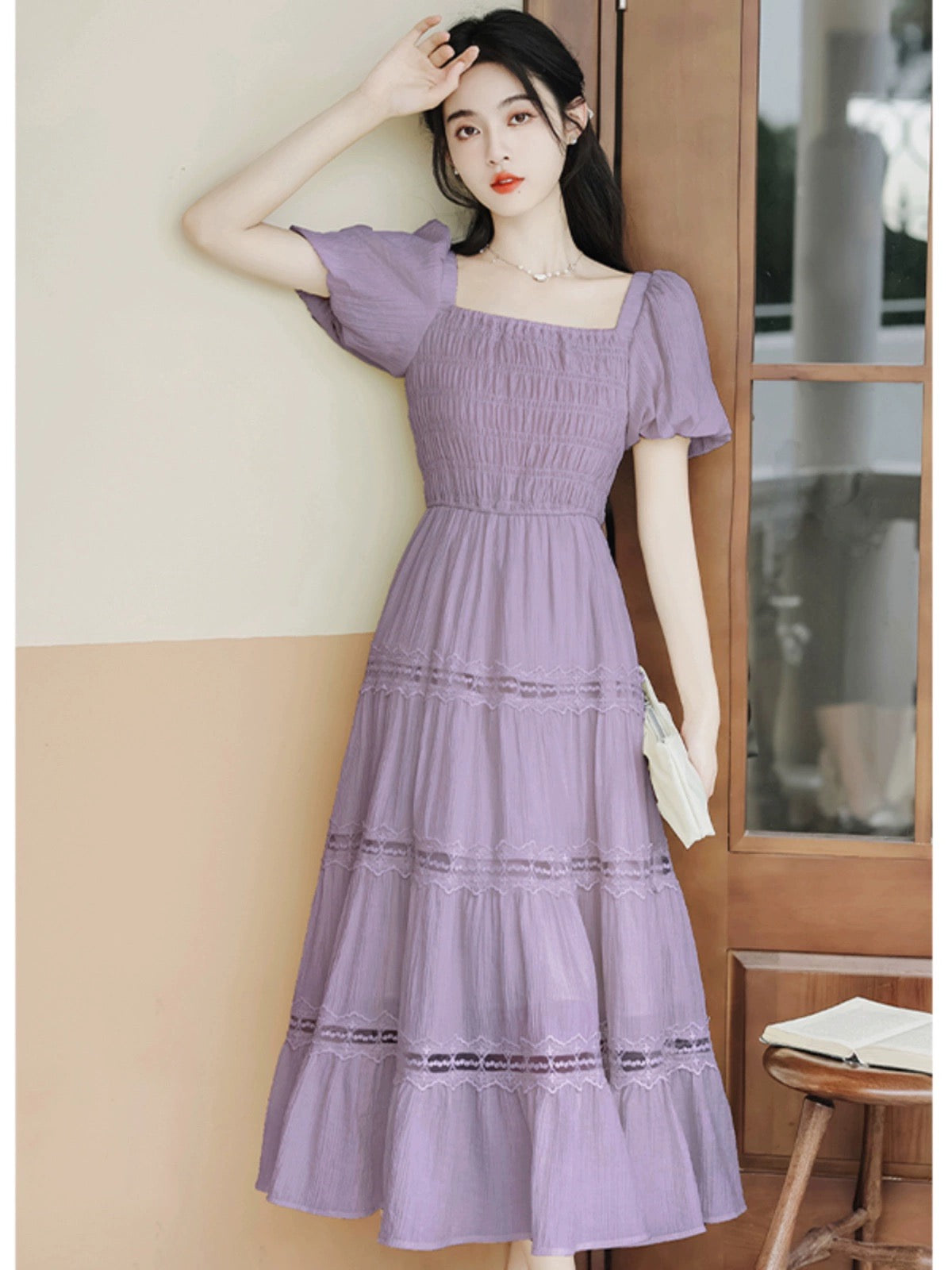 Tea Break French Purple Dress Women's Summer 2024 New Fairy Skirt Temperament Super Fairy Style Beautiful Long Skirt