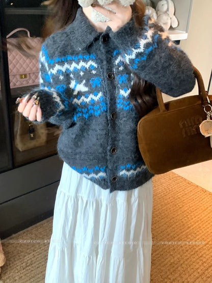 Kumikumi sweet style niche age-reducing temperament versatile long-sleeved sweater cardigan women's autumn loose slim top