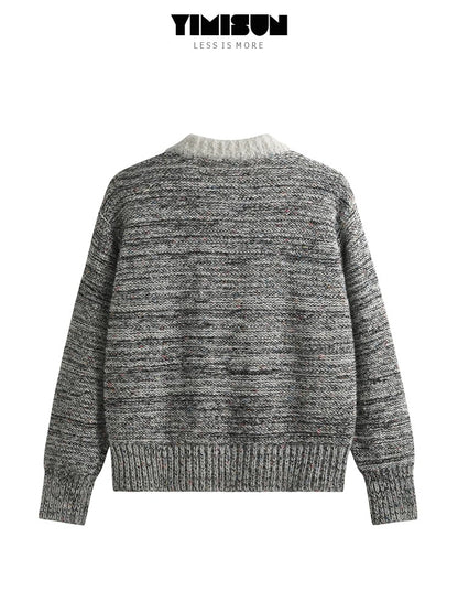 YIMISUN autumn and winter new soft glutinous zipper puppy embroidery college style age-reducing knitted cardigan sweater jacket for women