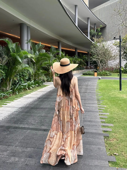 by onion Long Floral Print Sundress/Ticket Dress/Bohemian Beach Vacation Floral Print Jumpsuit