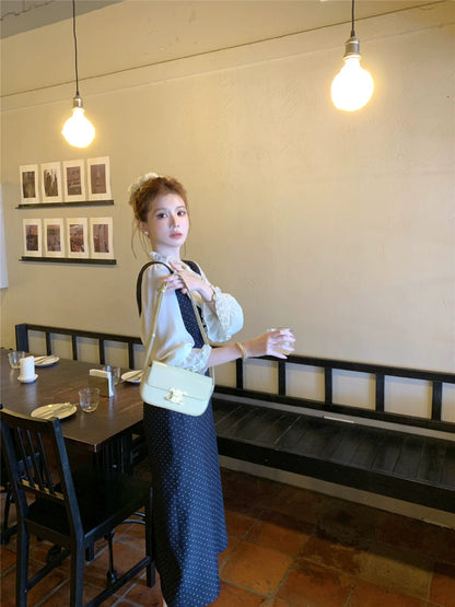 Cheese◆Night Shadow Starry Night Spring/Summer Slimming Polka Dot Dress Women's Fashionable and Versatile Suspender Dress