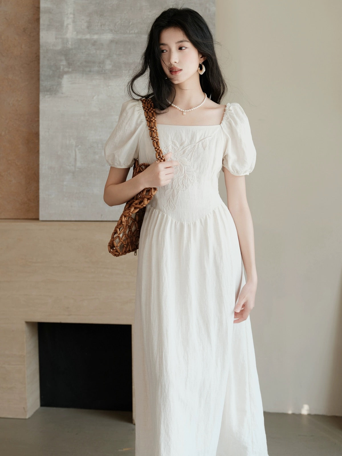 First Love Little White Dress French Embroidery Fairy White Dress Summer 2024 New Gentle Style Long Skirt
