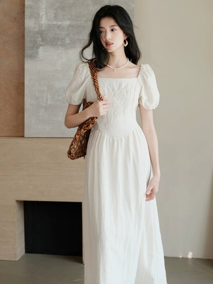 First Love Little White Dress French Embroidery Fairy White Dress Summer 2024 New Gentle Style Long Skirt