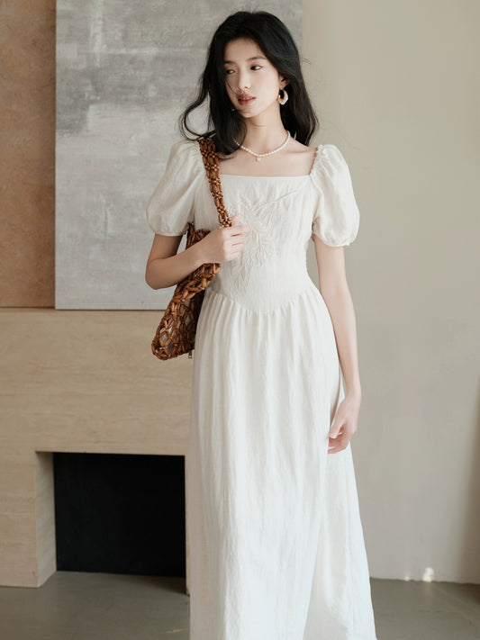 First Love Little White Dress French Embroidery Fairy White Dress Summer 2024 New Gentle Style Long Skirt