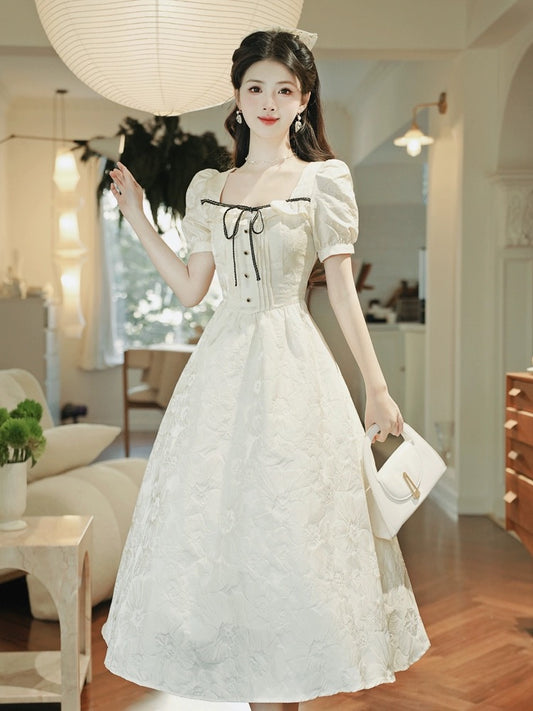 Tea break French preppy style super nice little dress for women summer 2024 sweet temperament girl's first love dress