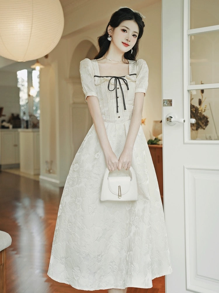 Tea break French preppy style super nice little dress for women summer 2024 sweet temperament girl's first love dress