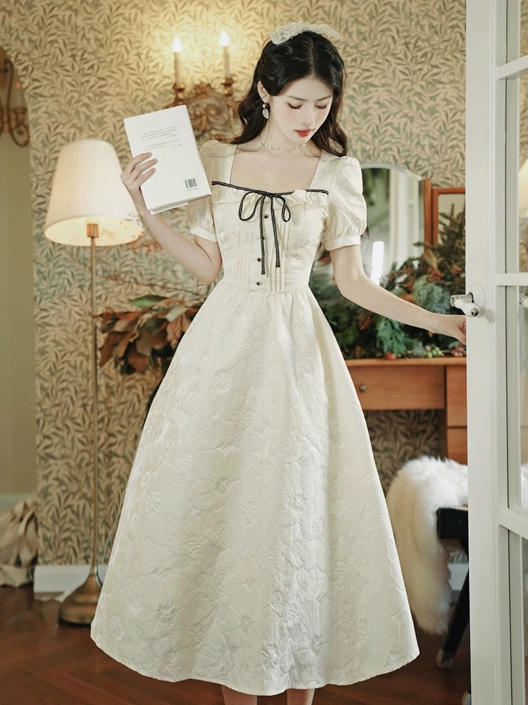 Tea break French preppy style super nice little dress for women summer 2024 sweet temperament girl's first love dress