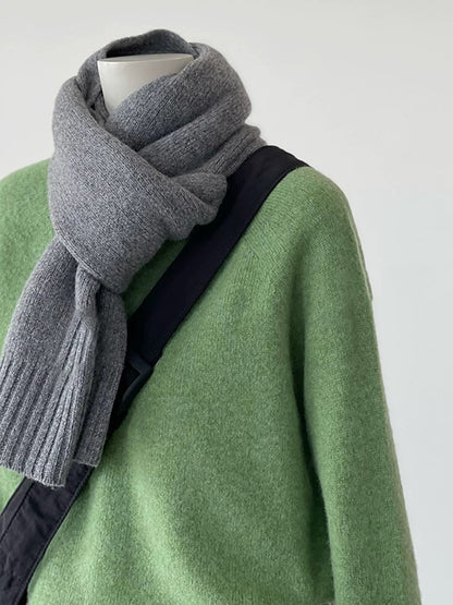 CHAO-level recommendation! This green is super popular~ Korean green soft waxy wool blend round neck knitted sweater for women