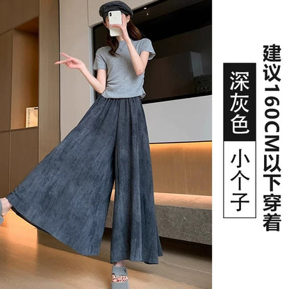 Tie-dyed Yamamoto skirt pants women's summer thin 2025 new small high waist loose casual ink ice silk wide leg pants