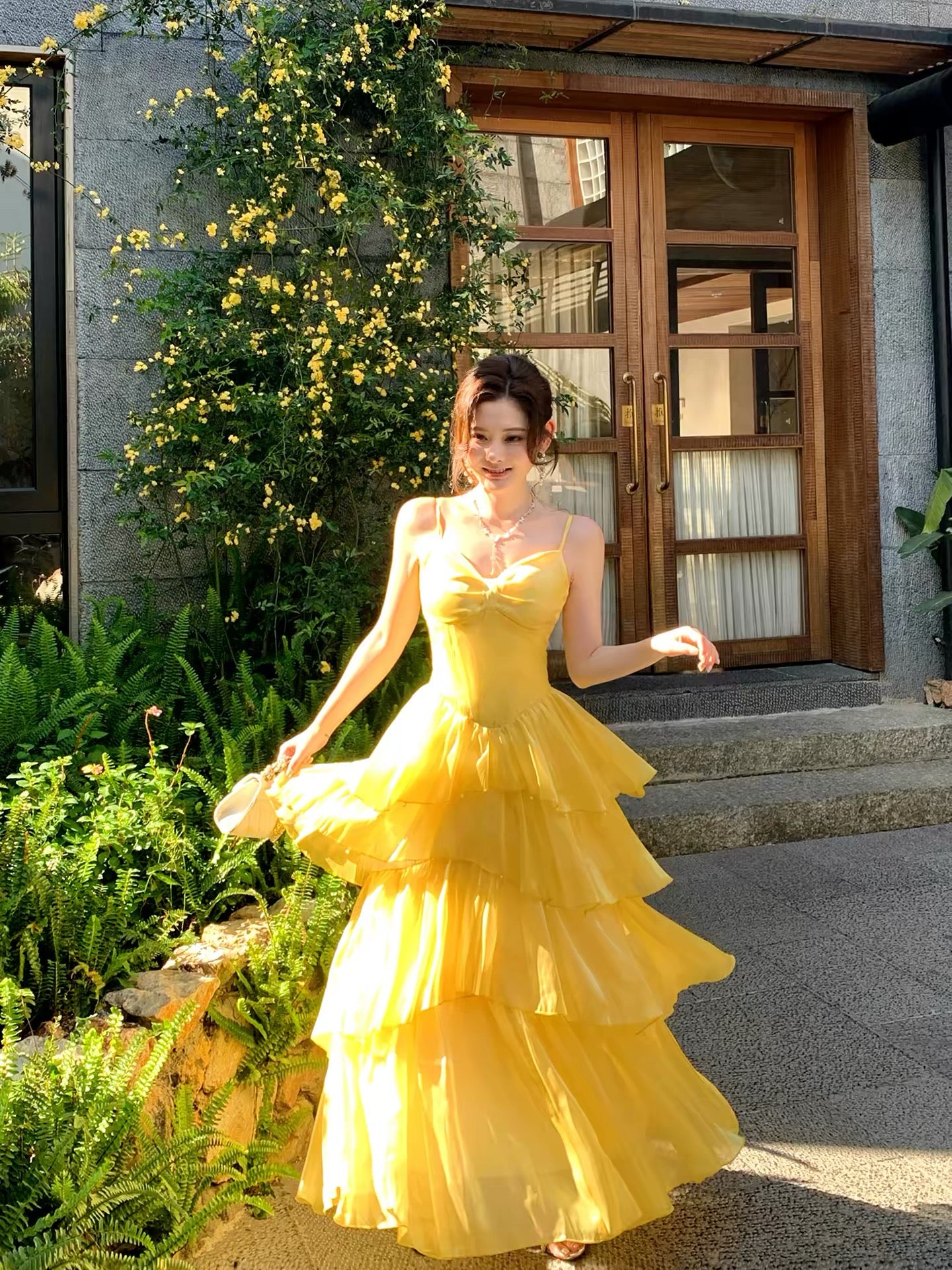 Good Job! 【Cheese Macaron】French Style Yellow Sleeveless Camisole Dress for Women, Summer Birthday Dress