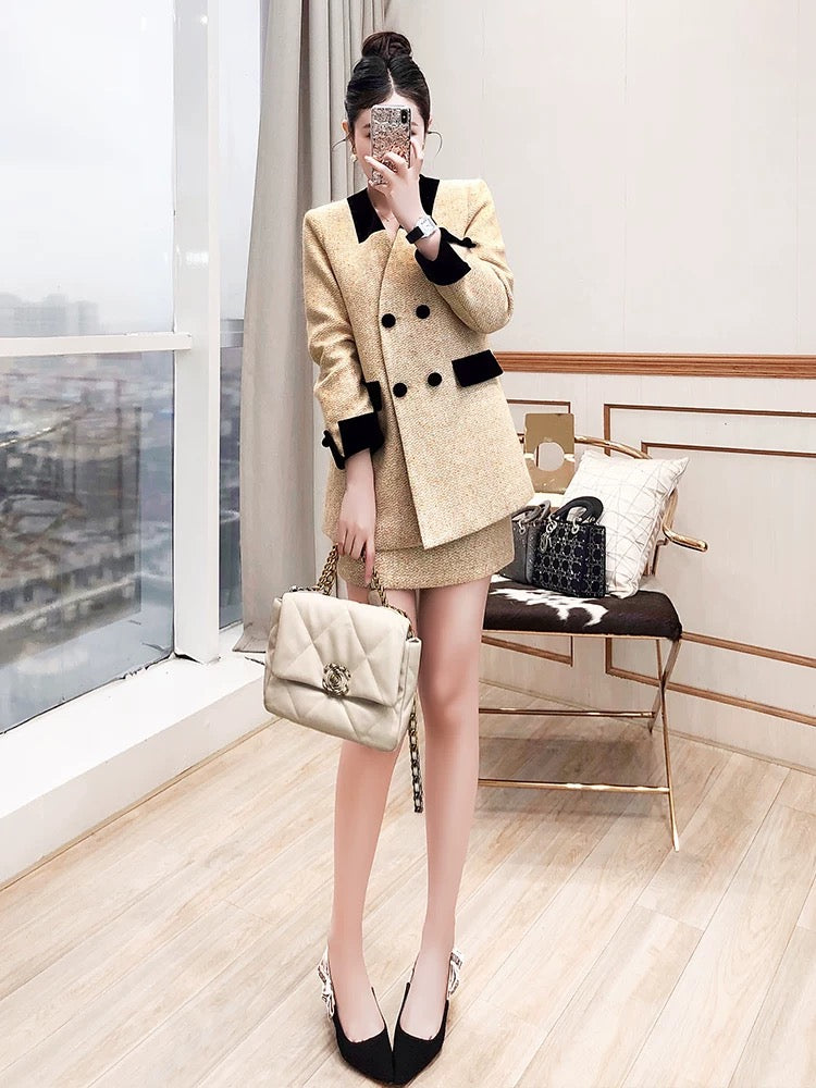 High-end and elegant outfits 2024 new autumn and winter two-piece jackets and skirts with powerful aura women's suits