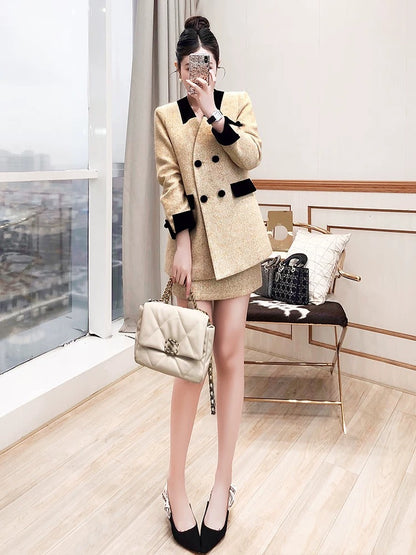 High-end and elegant outfits 2024 new autumn and winter two-piece jackets and skirts with powerful aura women's suits