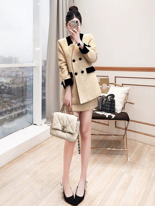 High-end and elegant outfits 2024 new autumn and winter two-piece jackets and skirts with powerful aura women's suits
