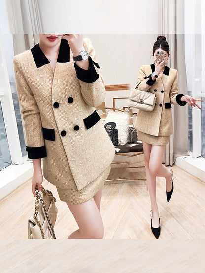 High-end and elegant outfits 2024 new autumn and winter two-piece jackets and skirts with powerful aura women's suits