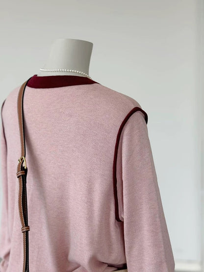 CHAO-level recommendation! Really eye-catching ~ Korean style collar and shoulder contrast design soft and glutinous knitted cardigan sweater