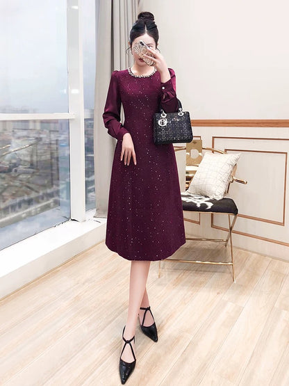 Ladies and ladies wear skirts women's 2024 new style mid-length inner wear elegant elegant autumn and winter high-end dresses