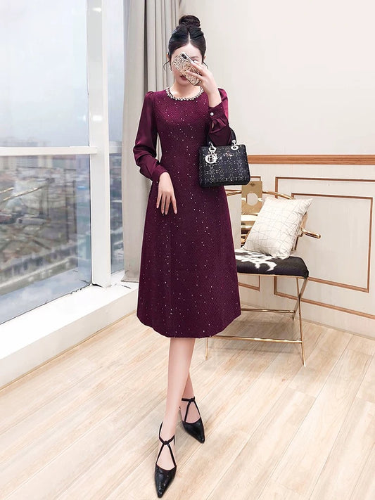Ladies and ladies wear skirts women's 2024 new style mid-length inner wear elegant elegant autumn and winter high-end dresses