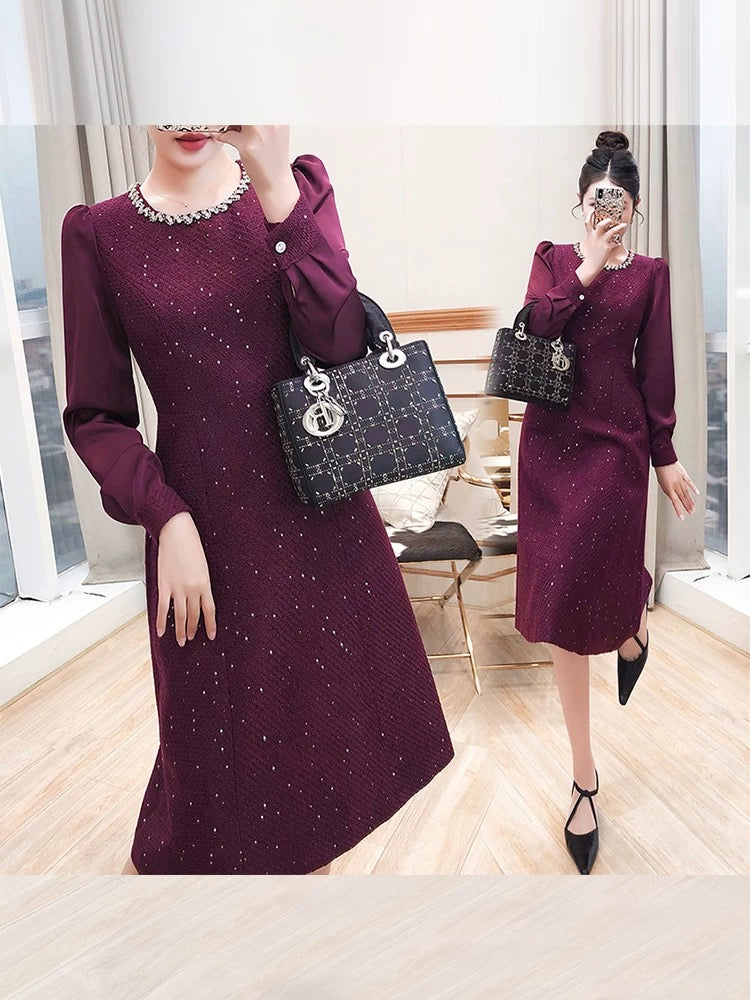 Ladies and ladies wear skirts women's 2024 new style mid-length inner wear elegant elegant autumn and winter high-end dresses