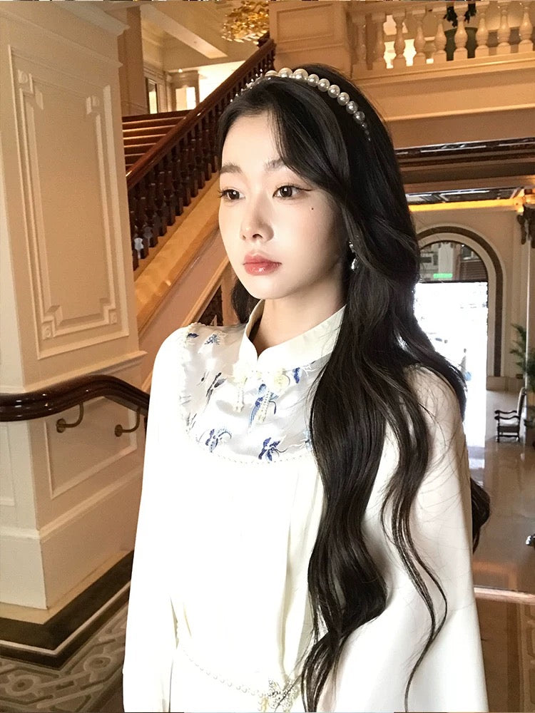 New Chinese style national style EIA Yiyao [Snow Hibiscus] retro relaxed long-sleeved dress women's autumn temperament long dress