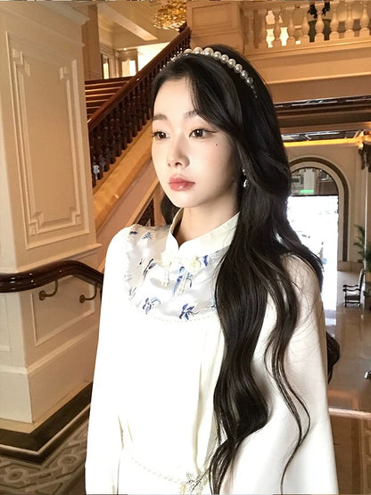 New Chinese style national style EIA Yiyao [Snow Hibiscus] retro relaxed long-sleeved dress women's autumn temperament long dress