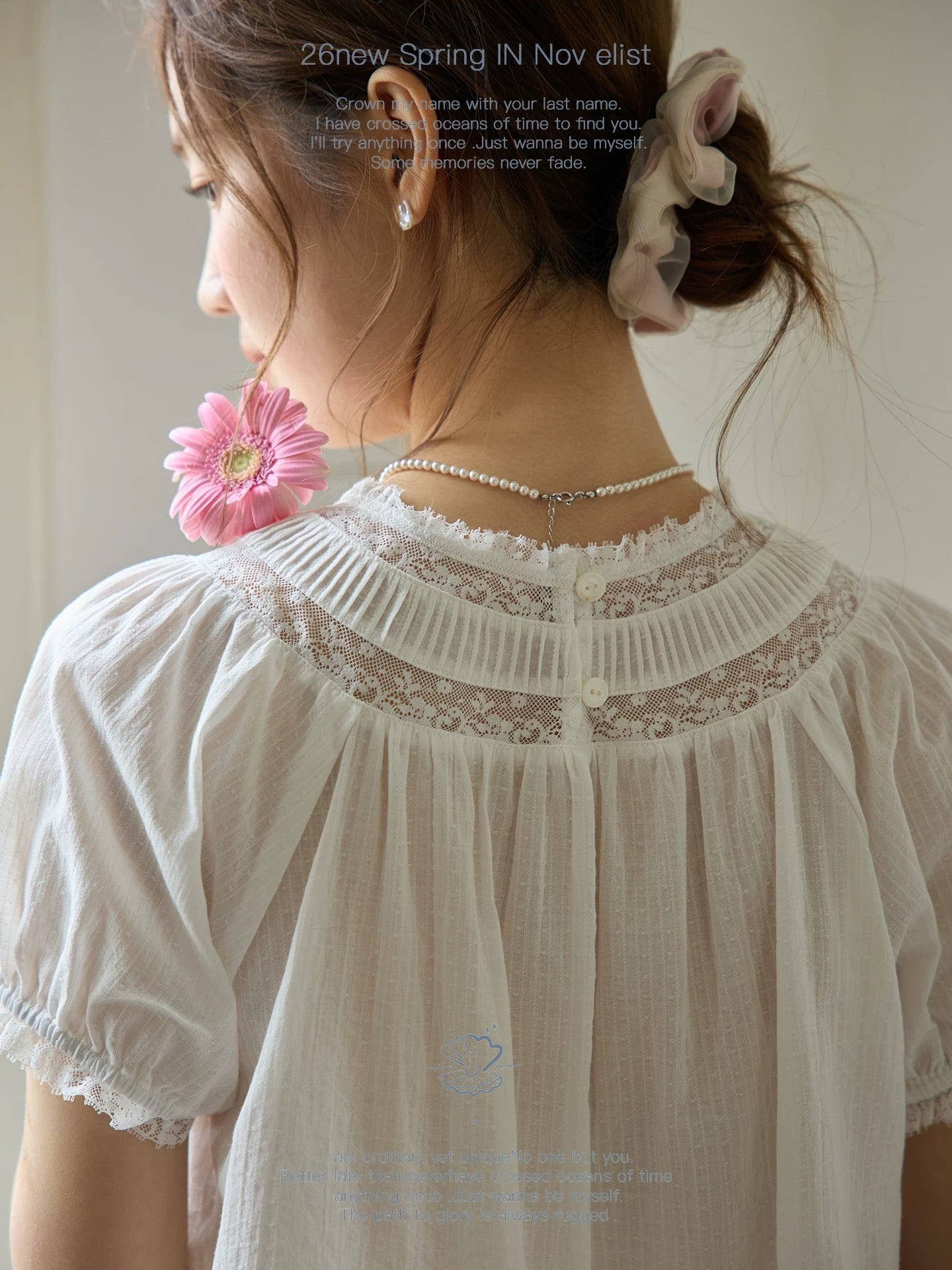 Nov elist - Lace Trim Patchwork Tucker Dress Two-Piece Summer White Set