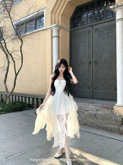 Hungerlababy/24SS Chic and beautiful temperament tube top halter dress skirt fairy super fairy style